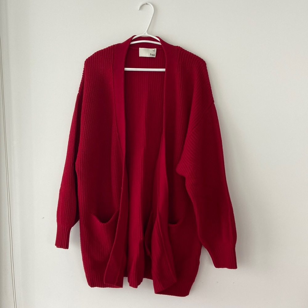 Wilfred Free Unwind Cardigan, deep red, size M. NWOT.